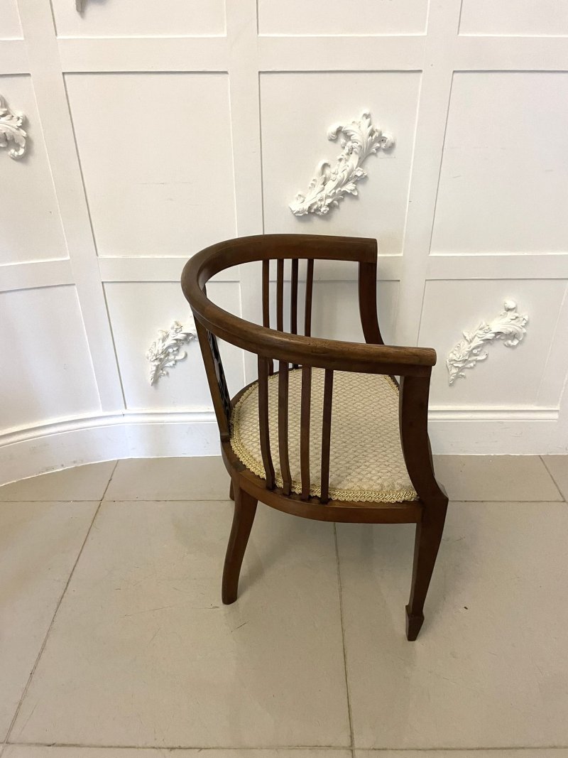 Antique Edwardian Quality Mahogany Inlaid Tub Chair - Image 5